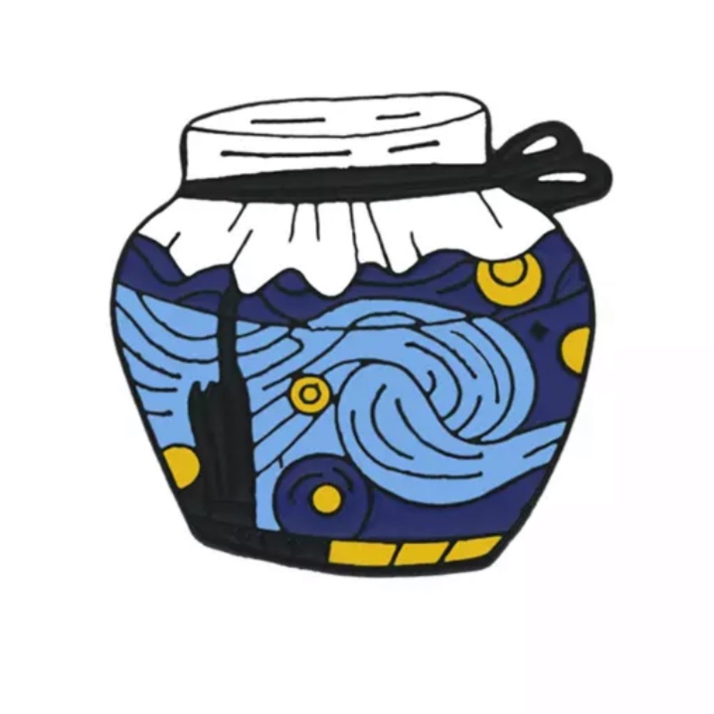Starry Night Jar Enamel Pin Van Gogh Art History Abstract Expressionism Badge